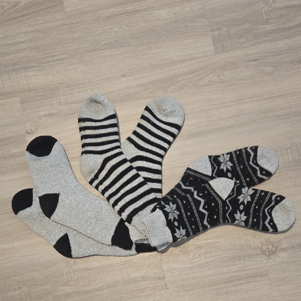 Cozy Black and Gray Patterned Socks